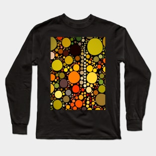 1980s  retro autumn brown green orange geometric polka dots Long Sleeve T-Shirt